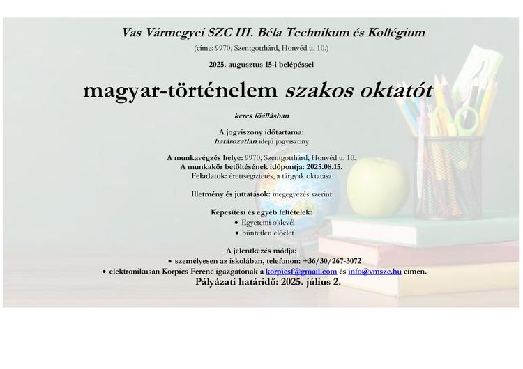 Álláslehetőség
